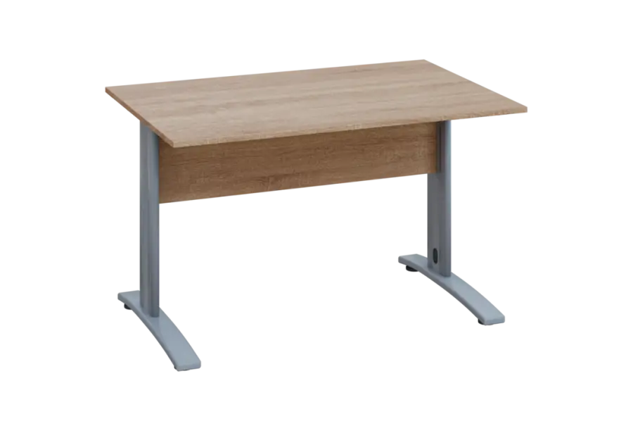 EPK 18 - 12 stůl kancelářský, kovová podnož stříbrná, deska 18 mm, široký 1200 mm, dub bardolino